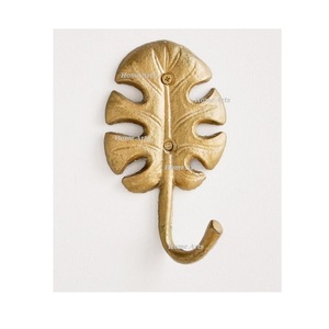 Leaf Design Metal <b>Wall</b> Mounted <b>Hook</b> Greatest Quality <b>Gold</b> Color <b>Wall</b> <b>Hook</b> Hanger For Home Decor Accessories - Product Image 2