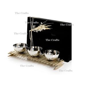 ชามเสิร์ฟถั่วสแตนเลสสีเงินชามตกแต่งคุณภาพระดับพรีเมียมพร้อมขาตั้งอลูมิเนียมจำนวนมาก - Product Image 1