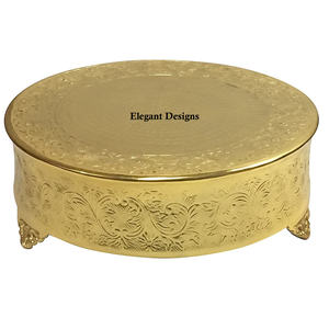 Soporte decorativo para pastel de fiesta y ocasión de calidad Superior, soporte para pastel chapado en oro, soporte decorativo para pastel martillado ecológico - Product Image 1