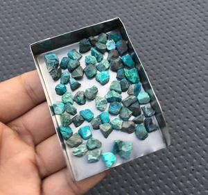 Genuino 50 piezas Natural Chrysocolla Gemstone 8mm Tiny Handcut Rough para la fabricación de joyas al por mayor - Product Image 2
