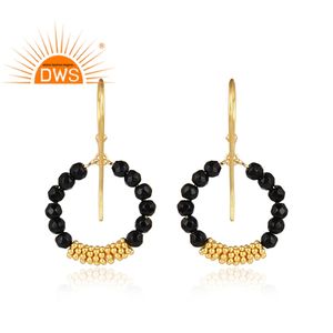 ลูกปัดพลอยโอนิกซ์สีดำต่างหูเงินดีไซน์เนอร์สำหรับผู้หญิงของขวัญสำหรับคอลเลกชันคลาสสิกของเธอ - Product Image 3