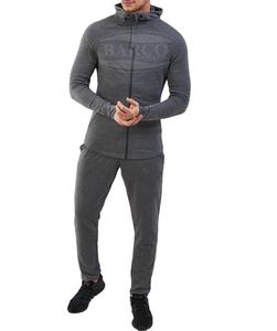 Survêtement à fermeture éclair complète en molleton de polyester d'automne à capuche solide avec doublure latérale personnalisable à la mode pour hommes de grande taille - Product Image 1