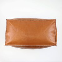 Pouf ottoman portable en cuir marocain fait main couleur cognac, pliable, en cuir véritable, pour chambre, salle à manger, appartement, extérieur
