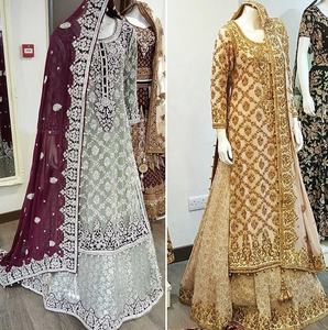 Impresionante vestido nupcial indio paquistaní largo Kurta Lehenga pesado Zardozi bordado elegante traje de boda 2025 - Product Image 1