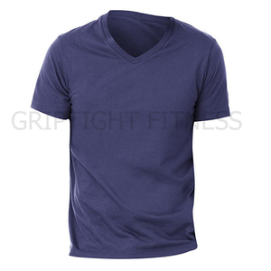 เสื้อยืดคอวีแขนสั้นผ้าแคนวาสสีผสมสามส่วนสำหรับทุกเพศ - Product Image 2
