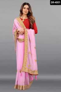 Joker — saree professionnelle de créateur, avec broderie lourde, Georgette, saree, bordure, travail pour dames, à bas prix - Product Image 3