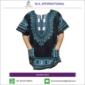 เสื้อดาชิกิพิมพ์ลายแอฟริกันผ้าฝ้าย 100% ขายดีที่สุด - เนื้อผ้าเบาและระบายอากาศได้ดี ทรงปกติสำหรับทุกเพศ มีหลายขนาดให้เลือก - Product Image 2