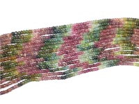 Pierres précieuses naturelles de Tourmaline, brin de perles rondes à facettes