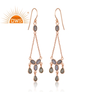 925 <b>Fine</b> Sterling Silver Natural Labradorite Gemstone Chandelier <b>Earring</b> For Women Jewelry Manufacturer - Product Image 3