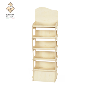 Wooden Tiered Display <b>Rack</b> 5 Shelves Vertical Freestanding Light <b>Weight</b> Modern Storage Shelf - Product Image 2