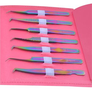 Custom Logo Lash Applicator Manufacturers Diamond Grip Stainless Steel Fiber Tip Eyelash Extension Tweezers Case 14 Pieces - Product Image 5