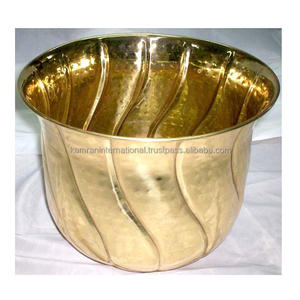 Juego de macetas decorativas de flores para jardín interior/exterior de Metal dorado de dos piezas, soportes de estilo de diseño pequeño y grande tipo paquete - Product Image 3