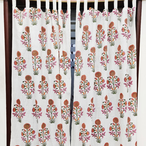Luxury Modern Hand Block Printed Cotton Wave Curtains Beautiful Handmade Valances Lightweight Solid Pattern Full <b>Light</b> Shading - Product Image 1
