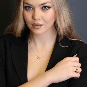 Collar de corazón hueco minimalista, joyería de plata de ley 925 hecha a mano turca - Product Image 3