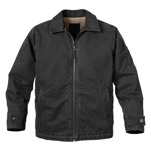 Chaqueta de lona OEM/ODM personalizada para hombre, ropa de calle pesada a la moda, con cremallera, de algodón, para trabajo, precio barato - Product Image 1