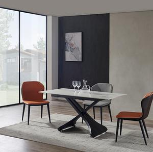 Mesa de Comedor Plegable Multifuncional B5702 con Base de Metal y Piedra Sinterizada, Altura Ajustable, Convertible en Mesa de Centro - Product Image 5