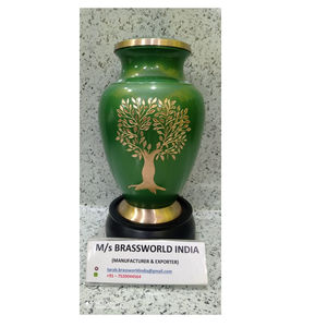 BRASS GREEN ARIA TREE CREMATION URN <b>FUNERAL</b> <b>SUPPLIES</b> - Product Image 1