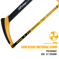 Sierra de mano GSFixtop de 12 pulgadas (300 mm) con mango de TPR, marco de metal negro mate, con logotipo personalizado, color y embalaje para venta al por menor