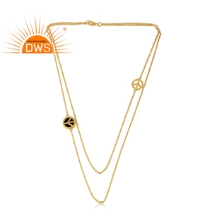 Collier en pierre précieuse d'onyx noir naturel, en argent, plaqué or jaune, fabrication de bijoux - Product Image 2