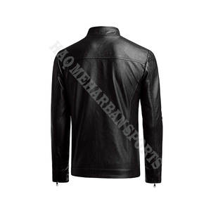 Men's Coated Leather <b>Jackets</b> with Stand Collar-Winter Comfortable Slim Fit From Pakistan - Product Image 4