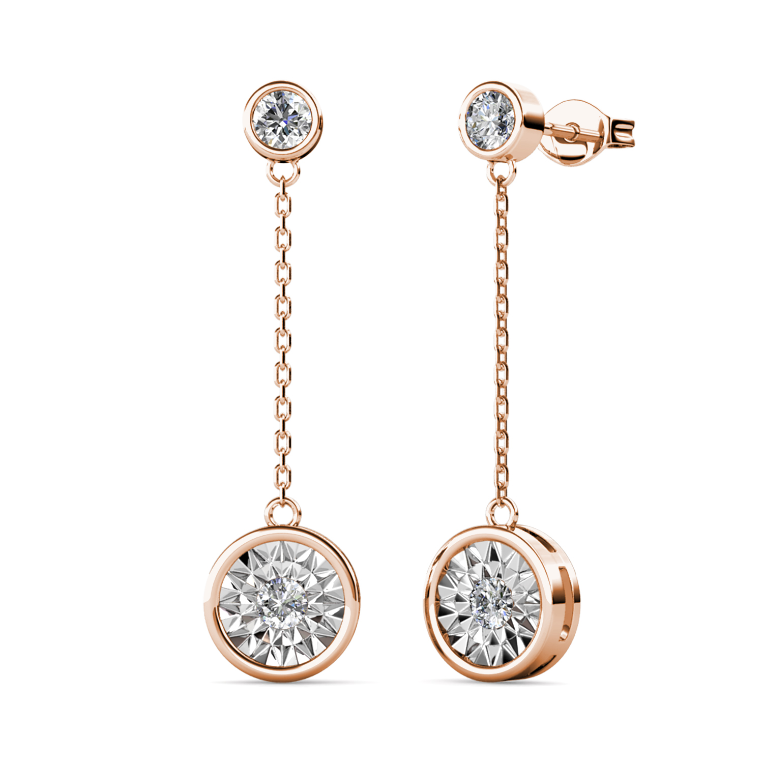 Pendientes minimalistas de latón chapados en oro rosa y blanco de 18k