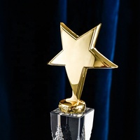 Plaque de cristal et de cuivre, pierre en forme d'étoile, couleur or, argent et cuivre