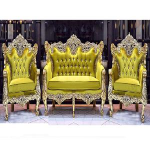 Conjunto de sofás de estilo clásico Maharaja para boda, conjunto de sofás de estilo indio, con revestimiento de oro real, para boda - Product Image 1