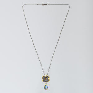 Topacio azul natural y piedras preciosas granate colgante 925 Collar chapado en oro de plata último diseño rodio joyería fina - Product Image 6