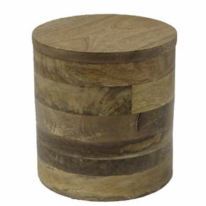 Venta al por mayor a granel de alta calidad elegante caja de almacenamiento de madera natural de forma redonda con tapa diseño clásico cocina almacenamiento hecho a mano - Product Image 1