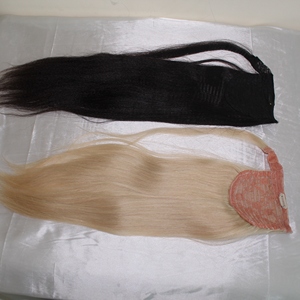 Belle machine d'extensions de cheveux humains vierges Remy 100% Double trame queue de poney ruban pré-collé vague naturelle droite vietnamienne - Product Image 4