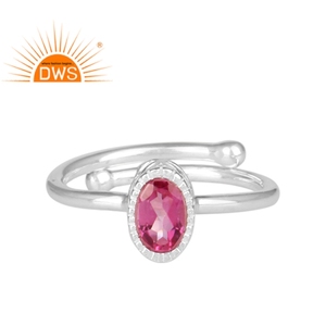 พลอยโทแพซสีชมพูอันงดงาม เงินแท้ 925 แหวนแต่งงานและงานปาร์ตี้สุดอินเทรนด์สำหรับผู้หญิง เครื่องประดับดีไซน์มงกุฎสุดหรู - Product Image 1