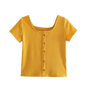 New Design Fashionable Casual <b>Ladies</b> <b>Short</b> <b>Sleeve</b> Plain T Shirts Women <b>Tops</b> 2025 - Product Image 1