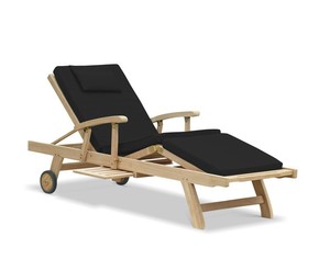 Chaise longue en teck massif avec coussins, inclinable, pliable, pour patio extérieur, design moderne, mobilier de plage en bois portable - Product Image 5
