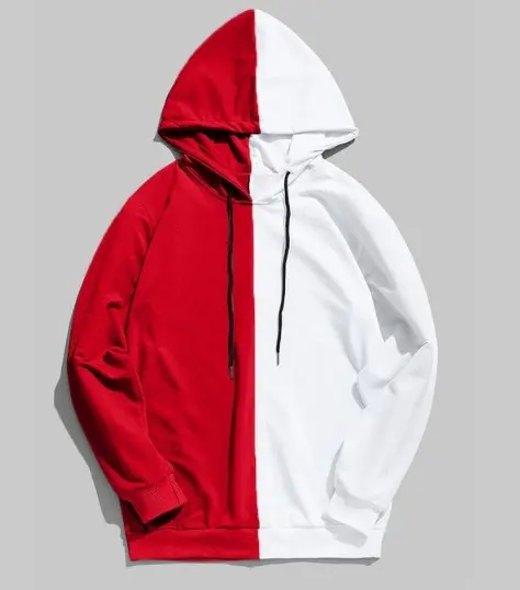 Benutzer definierte Großhandel Männer Mode Zwei Farben Split Joint Sweatshirt Pullover Streetwear Hoodie