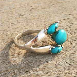 ออกแบบที่ไม่ซ้ำกันสามหินสีเขียวขุ่นแหวน925สเตอร์ลิงเครื่องประดับอัญมณีขายส่งอุปทาน - Product Image 2