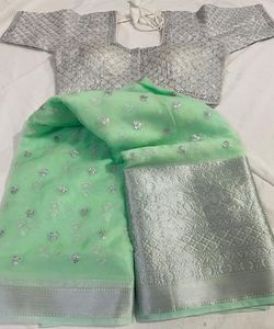 Kanchipuram Saree en soie tenue de soirée mariage indien dernier créateur Banarasi coton soie Sari avec chemisier vêtements pour dames grossiste ethnique - Product Image 5