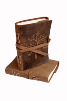 Diario de Cuero Genuino Vintage A5 con Grabado del Árbol de la Vida Celta, Tapa Blanda, Encuadernación Térmica, Personalizable, con Papel de Borde Rústico