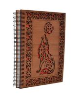 Carnet A5 à couverture rigide personnalisable, motif loup de lune découpé, 120 pages, cadeau, journal de voyage, design professionnel