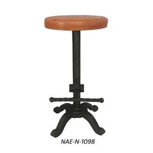 <b>Adjustable</b> Modern Industrial Antique Commercial Hotel Farmhouse Villa <b>Bar</b> <b>Stool</b> Metal Frame Leather Footrest Swivel Short Back - Product Image 1