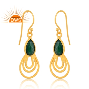 ต่างหูห้อยอัญมณีควอตซ์ธรรมชาติสีเขียว Aventurine ดีไซน์ล่าสุดผู้ผลิตเครื่องประดับคอลเลกชันที่สวยงาม - Product Image 2