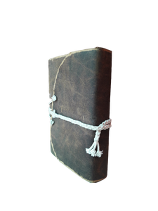 สมุดบันทึกหนังปิดด้วยด้ายสีขาวสีน้ำตาลธรรมดาแบบคลาสสิก - Product Image 2