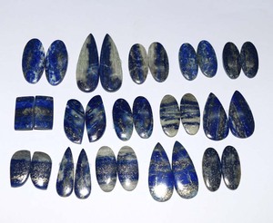 Paire de pierres précieuses en Lapis Lazuli, cabochons naturels, taille libre, pour la fabrication de bijoux, bricolage, vente en gros, pièces - Product Image 2