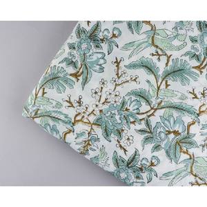 Sage and Russian Green Peanut Brown Block Print Fabric 100 % Cotton Cloth Running Sewing Fabric Scarves Decorative Fabric - Product Image 2