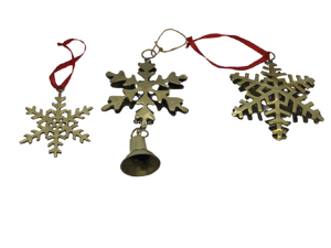 METAL ALUMINIUM WITH JINGLE BELL CHRISTMAS HANGING DECORATION for <b>TREE</b> SNOWFLAKE HOT SELLING SNOWFLAKE DESIGN HOME DECOR - Product Image 4