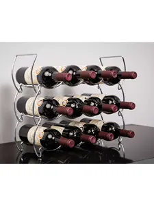 Botellero de acero de moda hecho a mano MOQ bajo creativo 12 botellas cromo mayorista fabricante venta directa de fábrica - Product Image 2