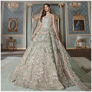 Elegante diseñador ATIYA LIBAS estilo indio/pakistaní acetato hasta el suelo Lehenga Choli para boda bordado Zardozi pesado - Product Image 2