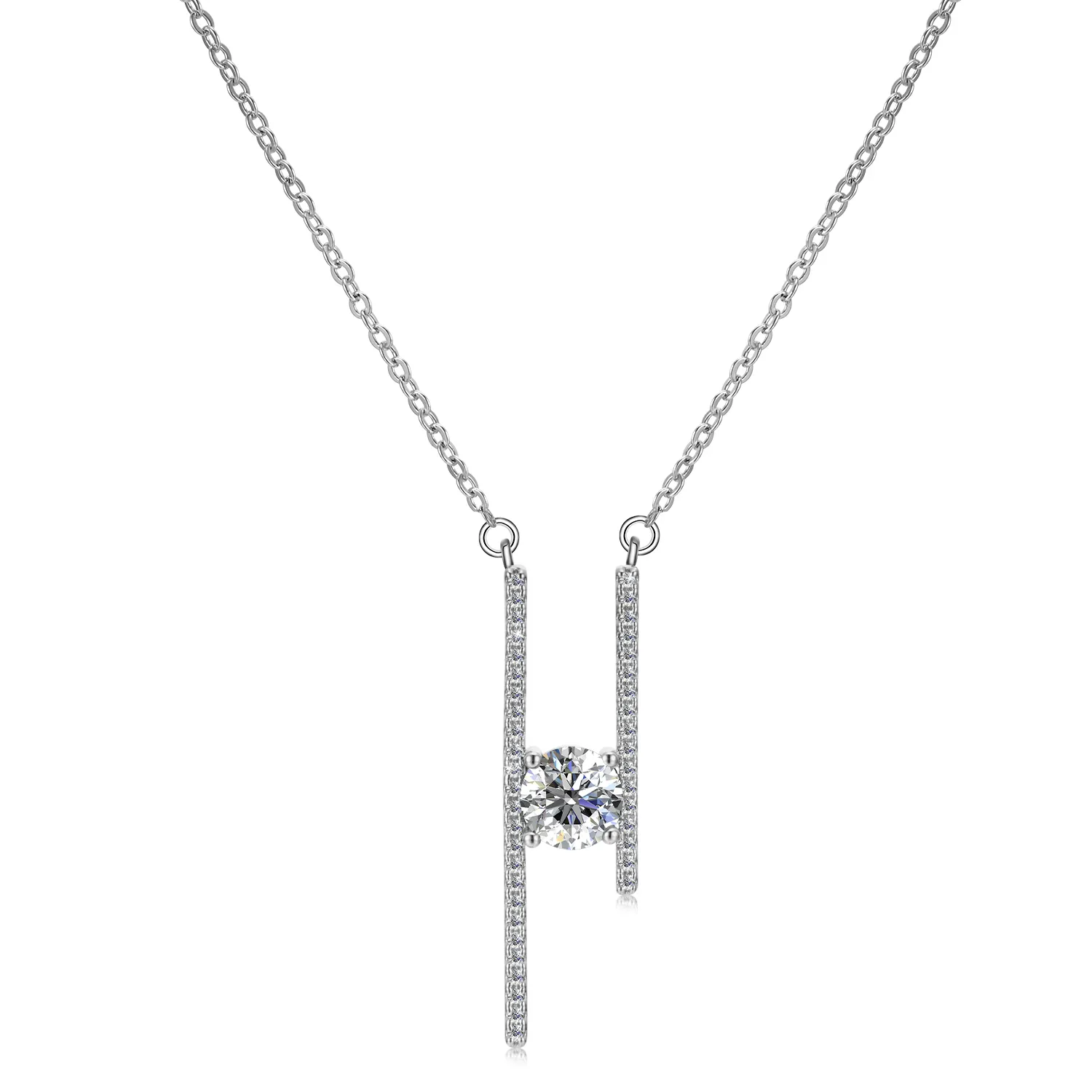 Gioielli con diamanti Moissanite certificati GRA con certificato collana con ciondolo H in argento Sterling 925 per gioielli da donna Destiny