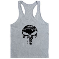 Camiseta de Gimnasio Premium para Hombre, Diseño de Calavera, Algodón Transpirable, Alta Elasticidad, Acabado Lavado, para Fitness y Culturismo - Color Personalizable