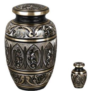 Urnas de cremación de latón con grabado Floral de diseño Vintage para cenizas de adultos con urnas funerarias de recuerdo recién llegadas grabadas en negro - Product Image 1