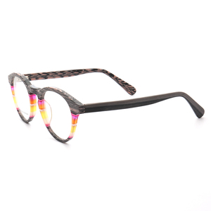 Wholesale Women Acetate Optical Eyeglasses <strong>Frame</strong> Rx Eyewear K9233 Round Glass <strong>Frame</strong> Imitate Wood Men Customize Logo Blue <strong>Brown</strong> - Product Image 4